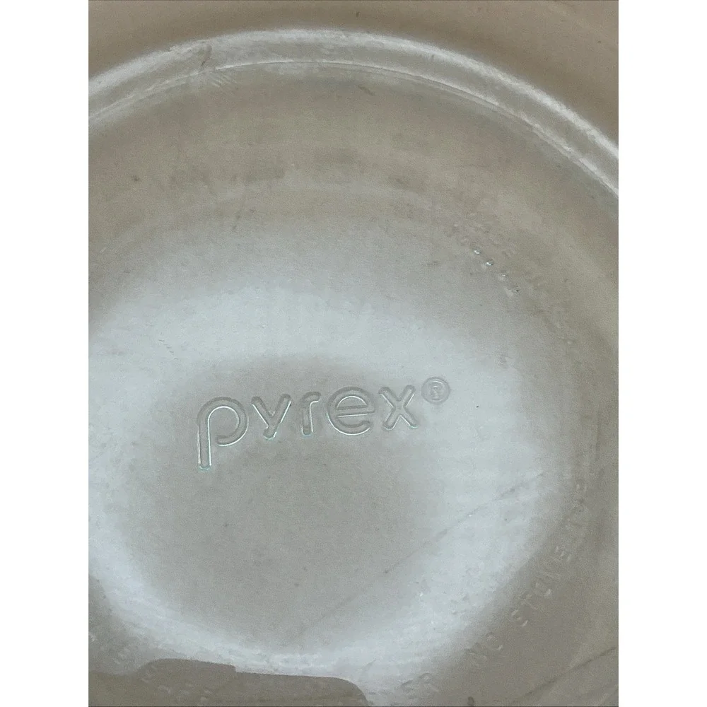 Pyrex 7201 Glass Storage Bowl 4 Cup Blue Dotted Squares Pattern Round Lid Set